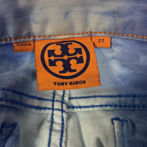 Tory Burch Ana Frayed Hem Ankle Jeans Tie-Dyed 2-tone Blue Size 27 EUC - Picture 8 of 8